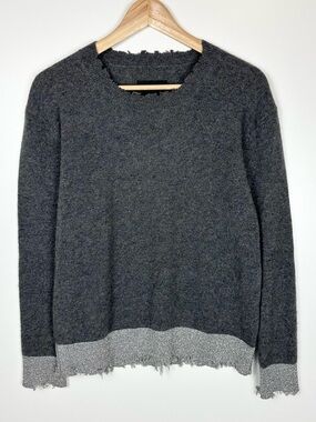 R+A Distressed Crew Neck Cashmere Sweater Metallic